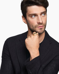 Waves Forged Carbon Band Ring in 18K Yellow Gold, 13mm