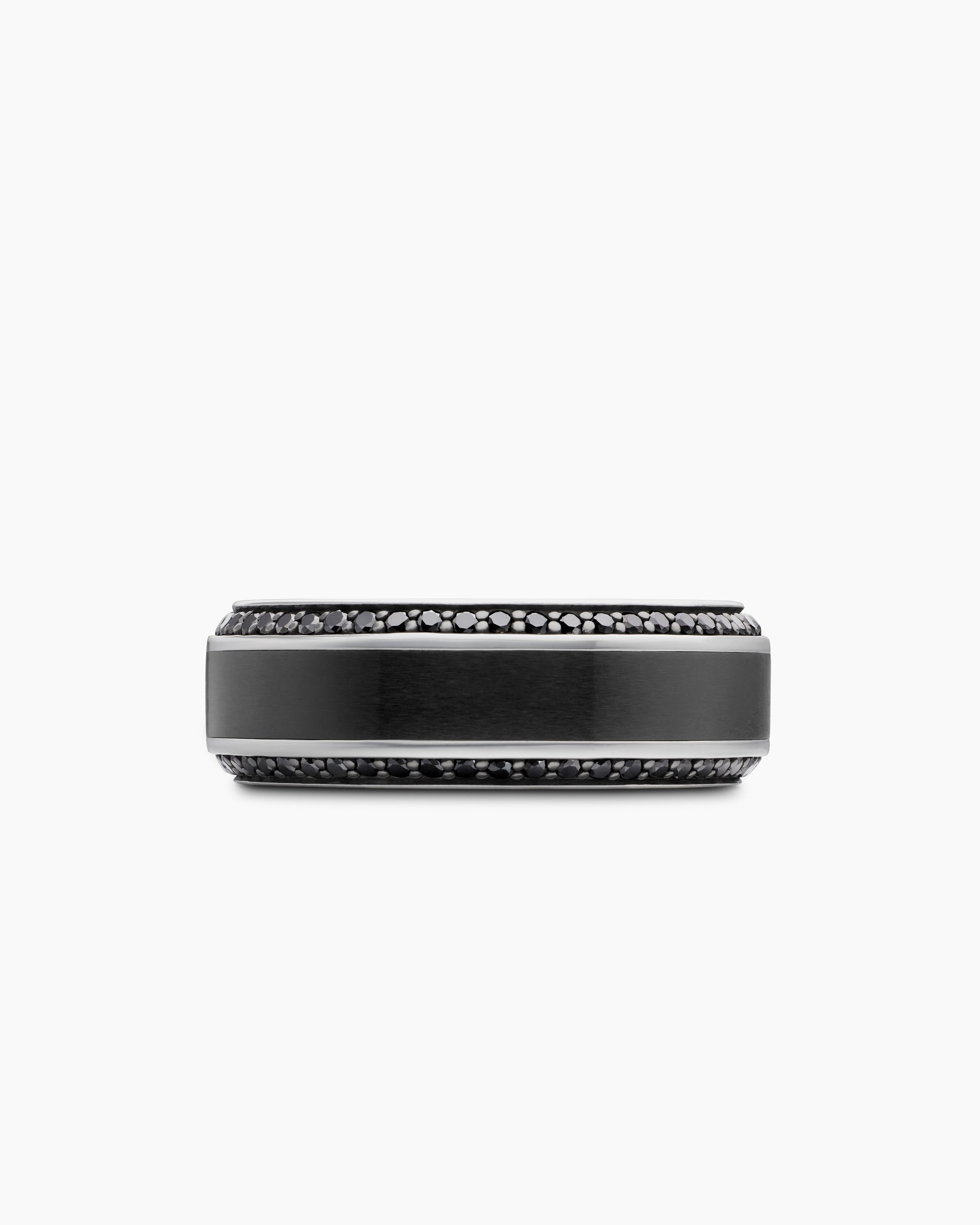 Beveled Band Ring in Black Titanium with Black Diamonds, 8mm