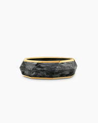 Torqued Faceted Band Ring in Forged Carbon with 18K Yellow Gold, 8mm