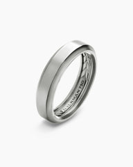 Beveled Band Ring in 18K White Gold, 6mm