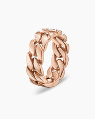 Curb Chain Band Ring in 18K Rose Gold, 8mm