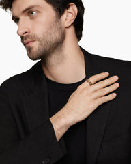 Curb Chain Band Ring in 18K Rose Gold with Cognac Diamonds, 8mm