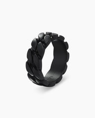 Curb Chain Band Ring in Black Titanium, 8mm