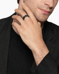 Curb Chain Band Ring in Black Titanium, 8mm