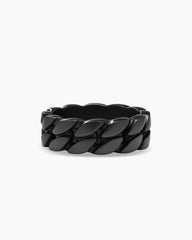 Curb Chain Band Ring in Black Titanium, 8mm
