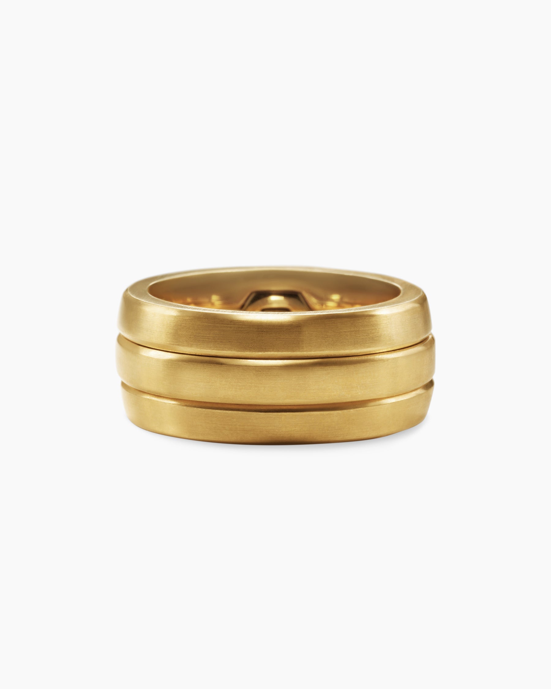 Nesting Band Ring in 18K Yellow Gold with Center Black Diamond, 10mm