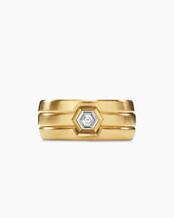 Nesting Band Ring in 18K Yellow Gold with Center Diamond, 10mm