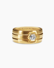 Nesting Band Ring in 18K Yellow Gold with Center Diamond, 10mm