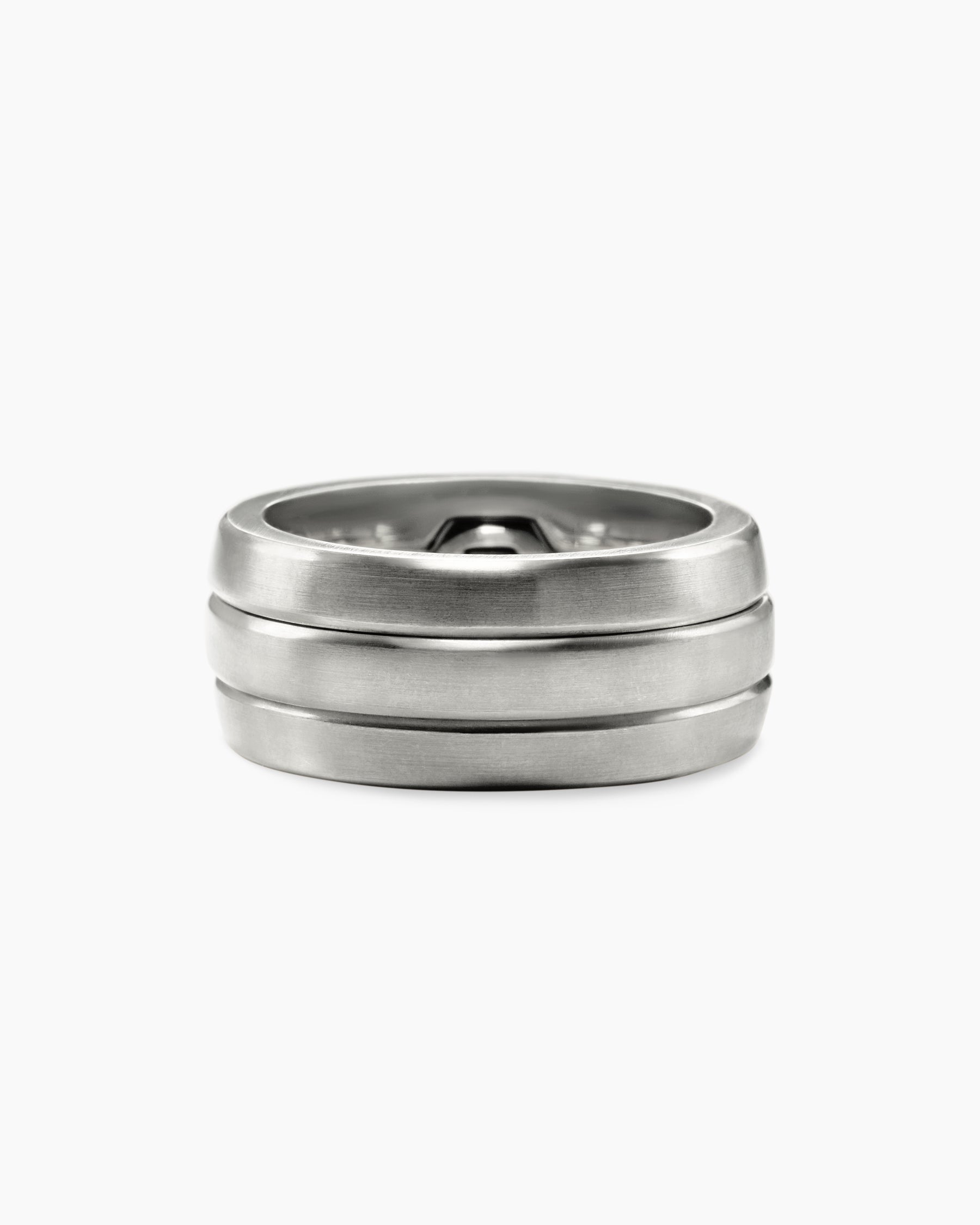 Nesting Band Ring in Platinum with Center Black Diamond, 10mm