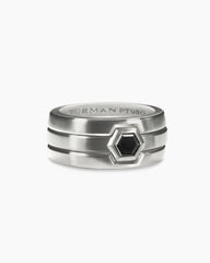 Nesting Band Ring in Platinum with Center Black Diamond, 10mm