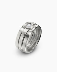 Nesting Band Ring in Platinum with Center Diamond, 10mm