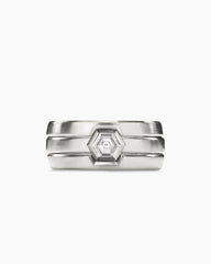 Nesting Band Ring in Platinum with Center Diamond, 10mm