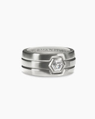 Nesting Band Ring in Platinum with Center Diamond, 10mm