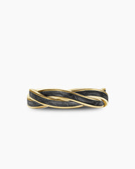DY Helios™ Band Ring in 18K Yellow Gold with Forged Carbon, 6mm