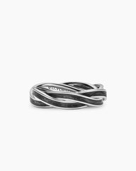 DY Helios™ Band Ring in 18K White Gold with Forged Carbon, 6mm