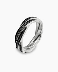 DY Helios™ Band Ring in Sterling Silver with Black Diamonds, 6mm