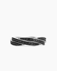DY Helios™ Band Ring in Sterling Silver with Black Diamonds, 6mm