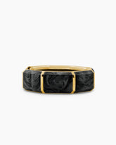 Forged Carbon Faceted Band Ring in 18K Yellow Gold, 8mm