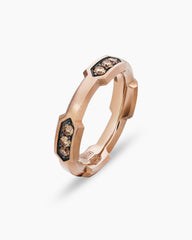 Faceted Station Band Ring in 18K Rose Gold with Cognac Diamonds, 6mm