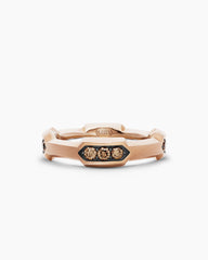 Faceted Station Band Ring in 18K Rose Gold with Cognac Diamonds, 6mm