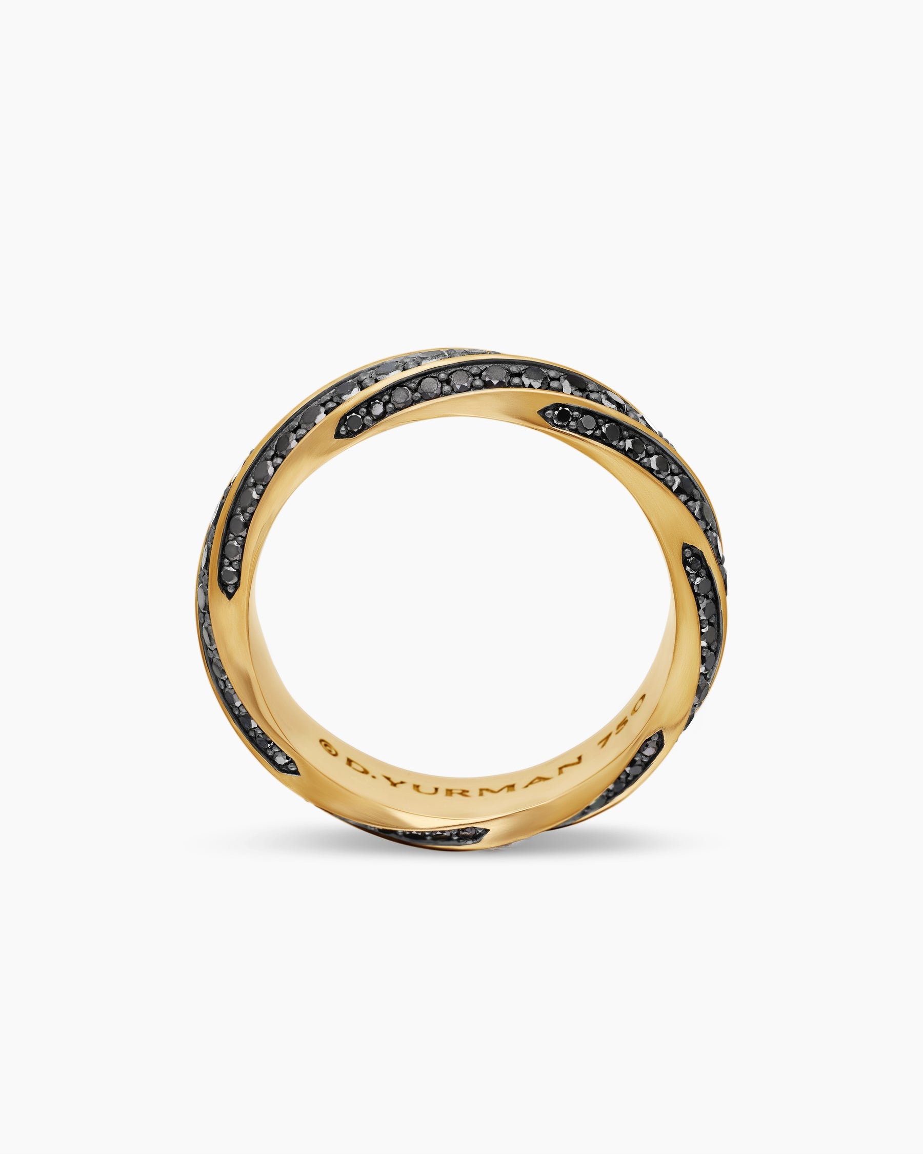 Cable Edge® Band Ring in 18K Yellow Gold with Black Diamonds, 6mm