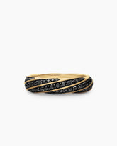 Cable Edge® Band Ring in 18K Yellow Gold with Black Diamonds, 6mm