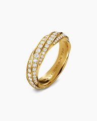 Cable Edge® Band Ring in 18K Yellow Gold with Diamonds, 6mm