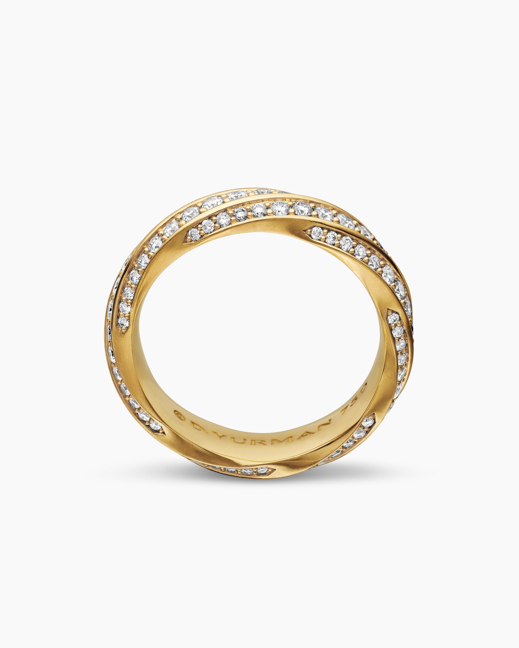 Cable Edge® Band Ring in 18K Yellow Gold with Diamonds, 6mm