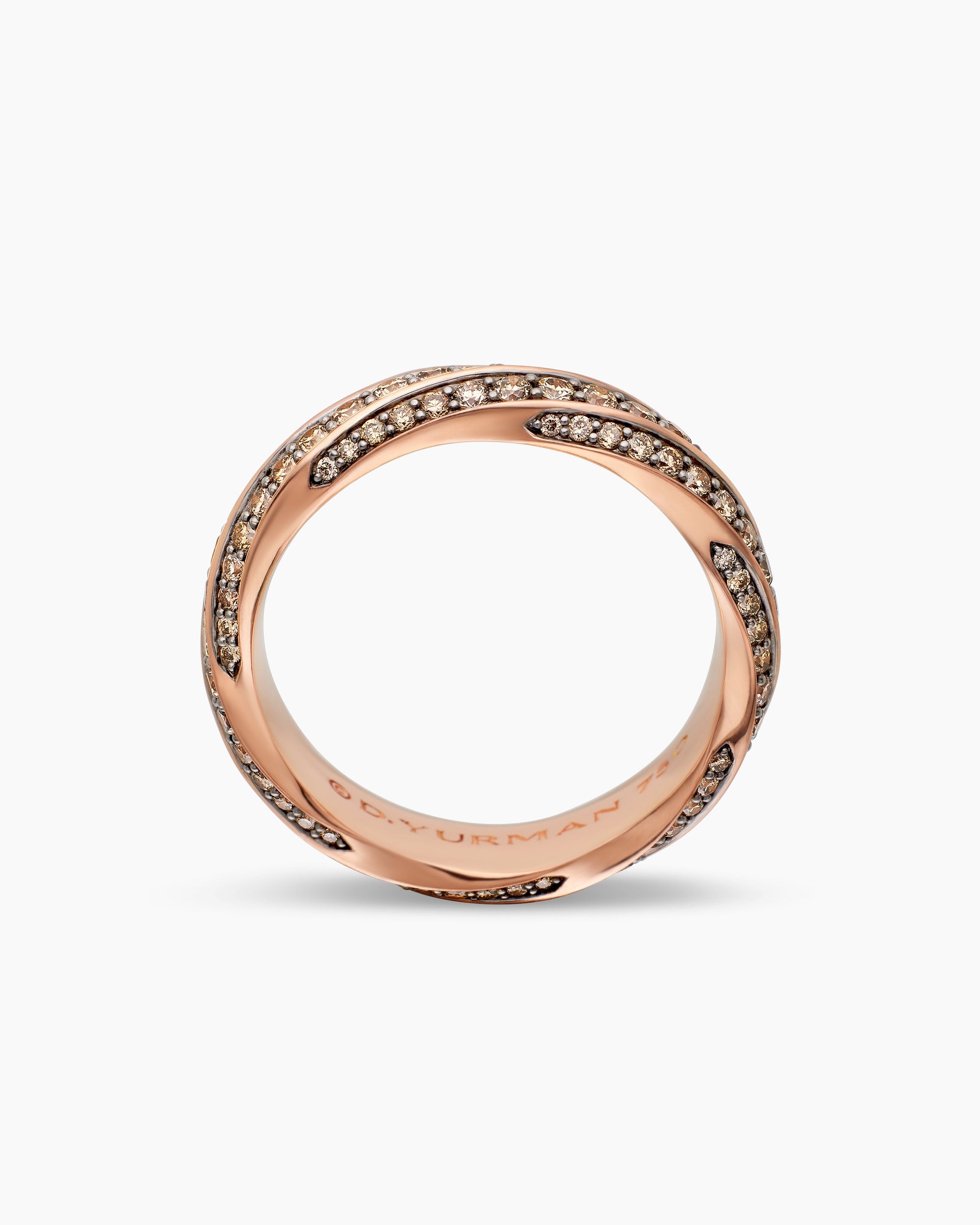 Cable Edge® Band Ring in 18K Rose Gold with Cognac Diamonds, 6mm
