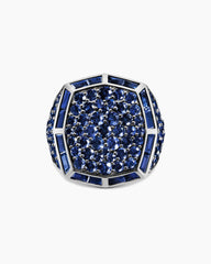 Streamline® Signet Ring in 18K White Gold with Blue Sapphires, 23mm
