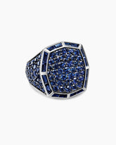 Streamline® Signet Ring in 18K White Gold with Blue Sapphires, 23mm