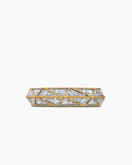 Faceted Band Ring in 18K Yellow Gold with Diamonds, 6.2mm
