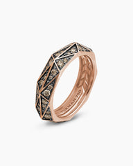 Faceted Band Ring in 18K Rose Gold with Cognac Diamonds, 6.2mm
