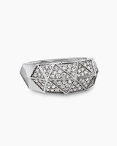 Faceted Signet Ring in Sterling Silver with Diamonds, 11.3mm