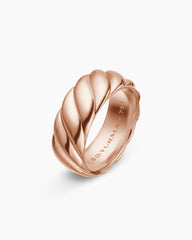 Sculpted Cable Contour Band Ring in 18K Rose Gold, 9mm