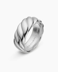 Sculpted Cable Contour Band Ring in Sterling Silver, 9mm