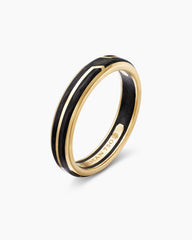 Forged Carbon Band Ring in 18K Yellow Gold, 4mm