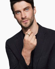 Forged Carbon Band Ring in 18K Yellow Gold with Center Diamond, 4mm