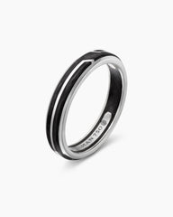 Forged Carbon Band Ring in 18K White Gold, 4mm