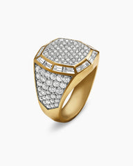 Streamline® Signet Ring in 18K Yellow Gold with Diamonds, 25mm