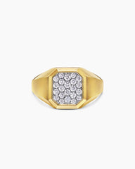 Streamline® Signet Ring in 18K Yellow Gold with Diamonds, 14mm