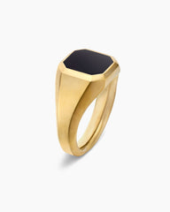 Streamline® Signet Ring in 18K Yellow Gold with Black Onyx, 14mm