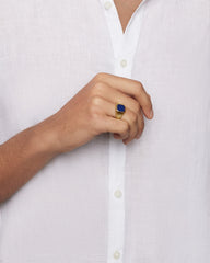 Streamline® Signet Ring in 18K Yellow Gold with Lapis, 14mm