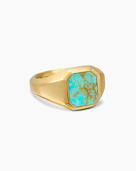 Streamline® Signet Ring in 18K Yellow Gold with Turquoise, 14mm