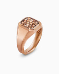 Streamline® Signet Ring in 18K Rose Gold with Cognac Diamonds, 14mm