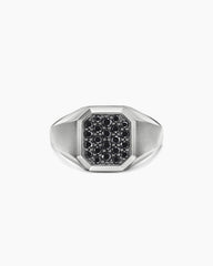 Streamline® Signet Ring in Sterling Silver with Black Diamonds, 14mm