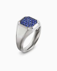 Streamline® Signet Ring in Sterling Silver with Blue Sapphires, 14mm