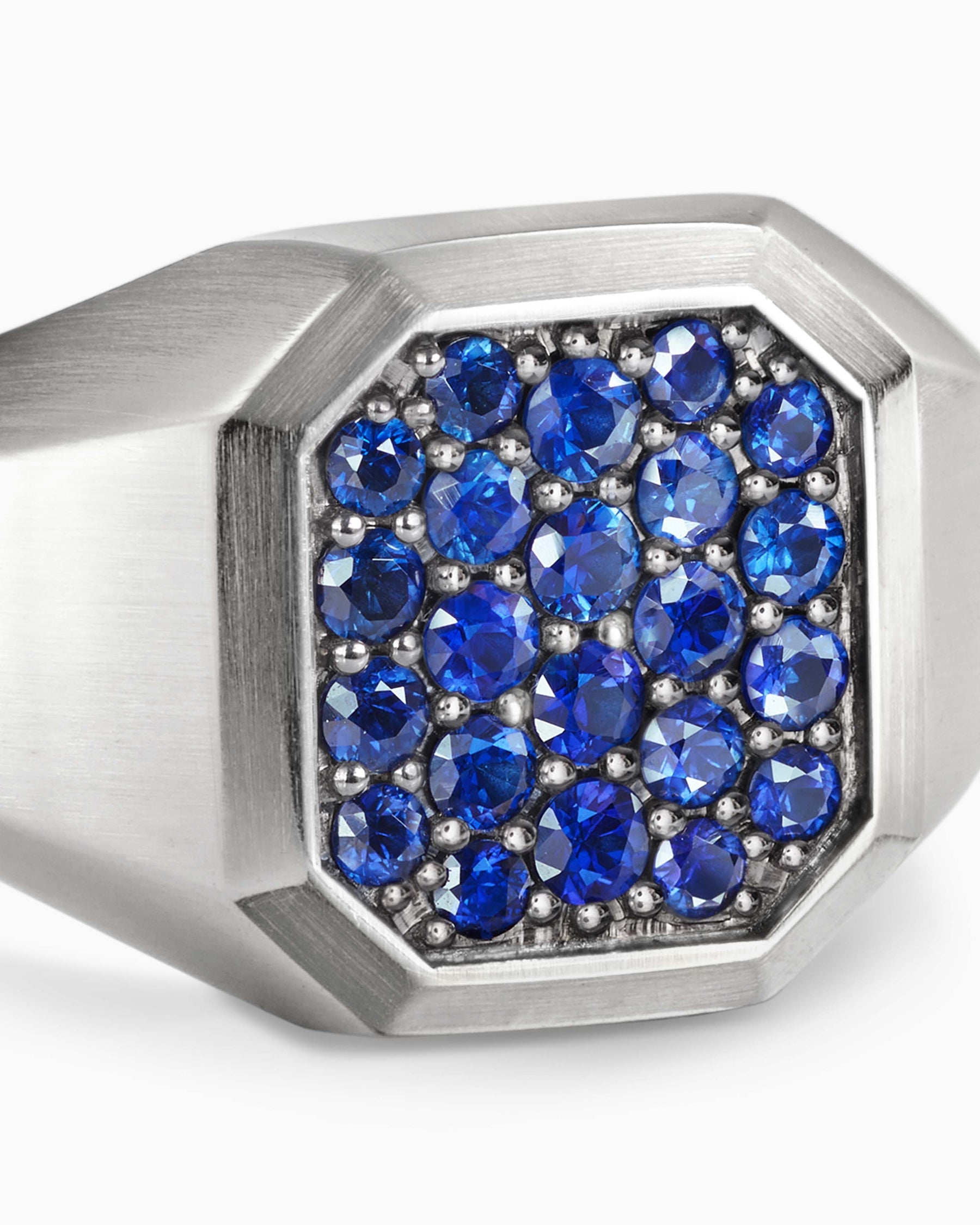 Streamline® Signet Ring in Sterling Silver with Blue Sapphires, 14mm