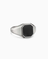 Streamline® Signet Ring in Sterling Silver with Black Onyx, 14mm