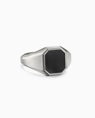 Streamline® Signet Ring in Sterling Silver with Black Onyx, 14mm